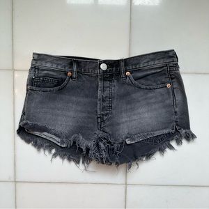 Free People Distressed Gray Denim Shorts